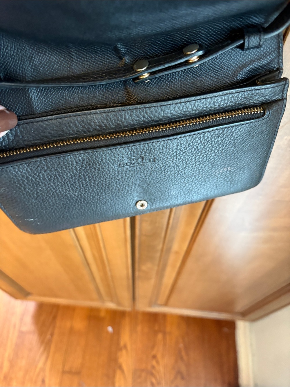 Coach Black Pebbled Leather Crossbody Wallet - Picture 6 of 10